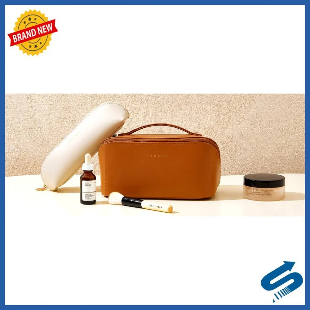 Large Waterproof Makeup Bag with Brush Compartment Travel Toiletry Organizer